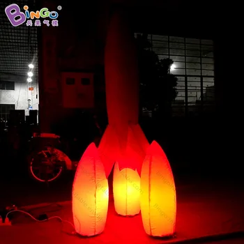 Aukštos kokybės 16 spalvų keitimas 2M aukščio pripučiamas raketos su pūstuvas individualų LED apšvietimas pripučiami raketų modelis žaislai