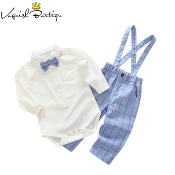 Bebes drabužius ilgas rankovėmis jumpsuit su laivapriekio ir pledas darbo drabužiai medvilnės naujagimiui drabužius atsitiktinis kūdikių drabužių rinkinys