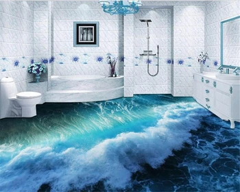 Beibehang 3d tapetai Užsakymą mados estetinės asmenybės tapetai didžioji trimatis vandenyno bangos vandens 3D grindų dažymas