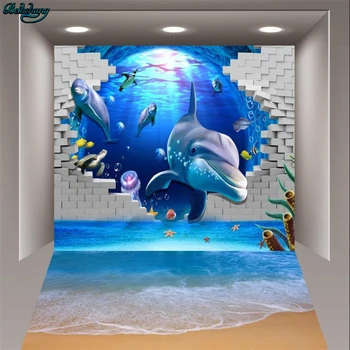 Beibehang Didelis Užsakymą Tapetai, 3D Stereo Dugno Pasaulio Delfinų Kambarį, TV Foną, Sienos Dekoratyvinis