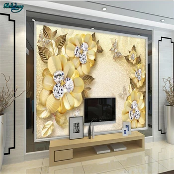 Beibehang Didelis užsakymą tapetai Europos prabangos gold diamond gėlių šilko, papuošalais fone, sienos, namo apdailos
