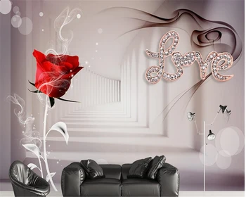 Beibehang papel de parede Namų Dekoravimo dekoratyvinis dažymas tapetų raudona rožė modernus trimatis fono sienos behang