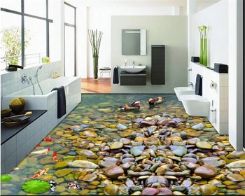 Beibehang Pritaikyti sienos popieriaus savarankiškai pasta karosas lotus mandarinų antys HD dažų tualeto grindys, tapetai, namų dekoro 3d grindys