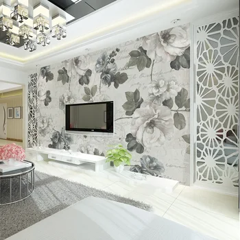 Beibehang tapetai sienos 3d pilkos rožės užsakymą tapetai foną didelis modernus miegamojo kambarį, TV, sofa-freskos