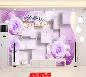 Beibehang Užsakymą 3d tapetai, freskos Violetinės Gėlės 3D tapetų Sofa Kambarį, Miegamąjį, Tv Foną, Sienos, Namų Dekoro
