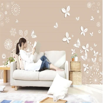 Beibehang Užsakymą foto tapetai, gražus romantiškas šiltas 3D drugelis modelio TV foną, sienos tapetai, dekoratyvinis