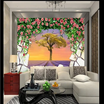 Beibehang užsakymą tapetai svajonė levandų medžių 3D stereo fone, sienų apdaila dažymas, tapetai ,papel de parede