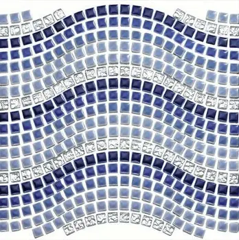 Blue gradient keramikos mozaikos bangų formos mišrių kristalų galvanizavimo mozaikos viduržemio jūros regiono stilių, kiemas grindų
