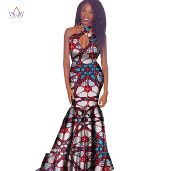 BRW 2017 Naują Afrikos Vaškas Spausdinti Suknelės Moterims heidi bazin Riche Seksualus Šalies Tuščiaviduriai Iš Suknelė Plius Dydis Afrikos Moterų Drabužių WY1346
