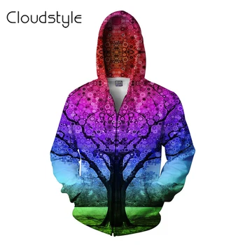 Cloudstyle 2018 Naują Atvykimo 3D Hoodies Vyrų Užtrauktukas Harajuku Gobtuvu Striukė Palaidinukė Medžių 3D Spausdinimo Paltai Atsitiktinis Mados Outwear