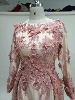 CloverBridal 2017 m. žiemą nuogas ilgomis rankovėmis-line proga motinos nuotakos suknelės su 3D rankų darbo rožių žiedų mamos suknelė