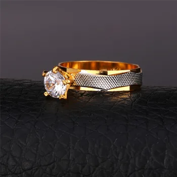 Crystal Žiedą, Moterims AAA Kubinis Cirkonis Vyrų Papuošalai Dovanų Dėžutėje Derliaus Aukso Spalvos bižuterijos Aukso Žiedus R927