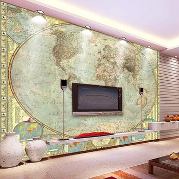 Custom 3d freskos 3D trimatis asmenybės tapetai, freskos baras KTV hotel restaurant fono pasaulio žemėlapyje tapetai freskomis
