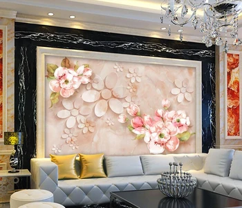 Custom 3D tapetai, akmens grūdų įspaustu gėlių freskomis gyvenamasis kambarys miegamasis fono sienos vandeniui papel de parede