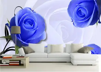 Custom 3d tapetai, freskos Mėlynos rožės TV fono sienos freskos sienos popieriaus