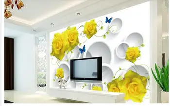 Custom foto tapetai, 3d sienos 3d wallpap Paprastu būdu geltona rožė fono sienos dizaino gėlių tapetai gyvenimo 3d tapetai