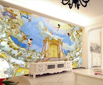 Custom retro tapetai,Europos stiliaus angelai,3D stereoskopinis tapetai, gyvenamasis kambarys sofos, miegamojo Vinilo Papel de parede