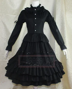 Data Gyventi Tokisaki Kurumi Black Lolita Dress Dienos aprangą Cosplay Kostiumas