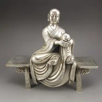 Derliaus Kinijos Tibeto sidabro smulkiai Budizmas stendo Budos Skulptūra, Statula
