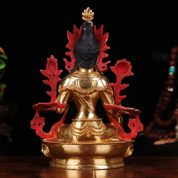 Didmeninė Buda # 8 colių efektyvių NAMŲ BIURO Namo Apsaugos Talismanas - Graikų-Budistų Budizmas Žalioji Tara žalvario statula