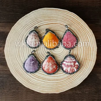 Didmeninė Sea shell rhinstone karoliukų pakabukas Boho vasaros spalvinga shell pakabukas