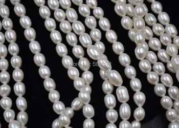Didmeninės 1 Kryptys 6*7-8mm ryžių gėlavandenių perlų string
