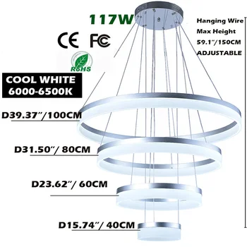 Dimmalbe Modernios LED Sieniniai šviestuvai Už Kambarį Kabinti Circel Žiedai Akrilo pakabos šviestuvą, Pakabuką Apšvietimo CE FCC