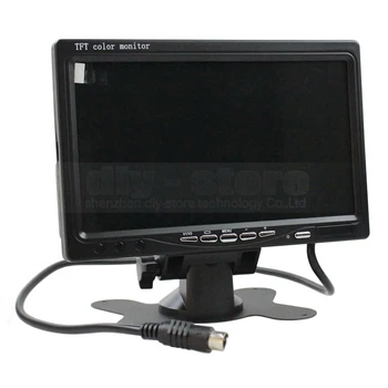 DIYKIT 2 x 4pin Naktinio Matymo Galinio vaizdo Kamera, Automobilio Kamera + DC 12V-24V 7 colių TFT LCD Automobilinis Monitorius Autobusų Poilsinė Sunkvežimis