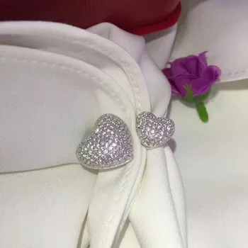 Dvigubos širdys reguliuojamo dydžio žiedas 925 sterlingas sidabro blingbling mielas romantiškas bauda moterų papuošalai nemokamas pristatymas