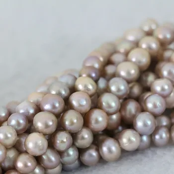 Elegantiškas grožio moterys dovana 7-8mm gamtos violetinė gėlavandenių perlų karoliukai, apvalūs mados didmeninės mažmeninės papuošalai 15inch B1367