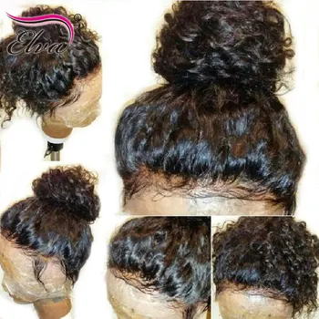 Elva Plaukų Nėriniai Priekiniai Žmogaus Plaukų Perukai Už Juodaodžių Moterų Prieš Nupeštos Valsčiaus Brazilijos Remy Plaukų Perukai Su Kūdikių Plaukai Balinti Mazgai