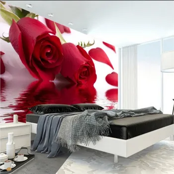 Foto tapetai Rose atspindys stereo TV miegamajame dekoratyvinis fonas užsakymą tapetai, freskos