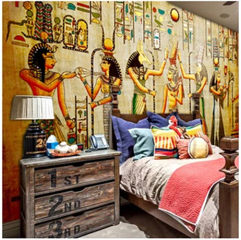 Freskos Egipto sumos didelės freskos, miegamojo kambarį TV wall baras ktv derliaus sienos 3D tapetai, fonas