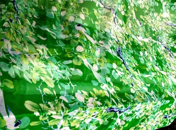 Grynas Natūralaus Šilko Audinio Žalia Gėlių spausdinti Super Plonas Mulberry Šilko Šifono Audinio Tekstilės Audinio Suknelė-Skara telas