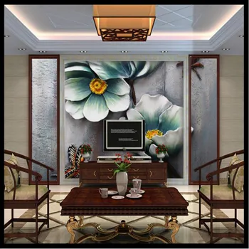 Gėlių reljefinio fono sienos 3D tapetai užsakymą namų tobulinimo 3d sienos popieriaus rulonų tapetų sienoms 3d freskos fone