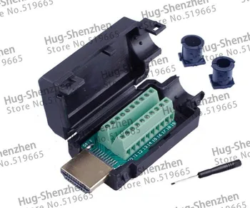 HDMI 2.0 HD Adapterį kištukinė Jungtis Breakout 19P Terminalo Valdybos, nereikia Lituoti su būsto Shell screwdrive ---20pcs/daug