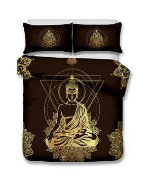 HELENGILI 3D Patalynės Komplektas Budizmas Spausdinti Antklode padengti nustatyti tikroviška patalyne su užvalkalas lova nustatyti namų Tekstilės #2-02