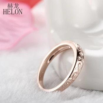 HELON Kietas 10k (417) Rose Gold Gražus Art Deco Jubiliejų, Vestuvių Mados Žiedas Juosta Dalyvavimas Klasikinis Drožyba Fine Jewelry Žiedas