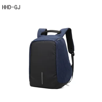 HHD-GJ External Charging USB Fashion Men Backpack Leather School Travel Laptop Bags Anti-theft Computer Bag