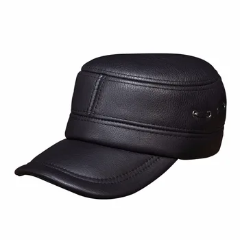 HL081 Vyrų originali odinė beisbolo kepuraitę nauja žiemą šiltas nekilnojamojo karvės odos kepurės skrybėlės