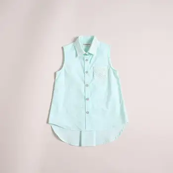 Iki 2017 m. vasaros nauja vaikų drabužių medvilnės patogiai vaikų marškinėliai mergaitėms rankovių šviesiai žalia atvartas striukė