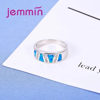 Jemmin Micro Aišku, Kalnų Krištolas Šalies Žiedai Moterims Anillos Dovana 925 Sterling Silver Blue Fire Opal Piršto Sužadėtuvių Žiedą