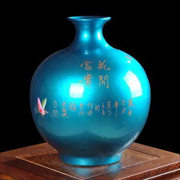 Jingdezhen keramikos glazūra kristalų žydinčių granatų gėlių vaza iš šiuolaikinės Kinų gyvenimo TV spintelė apdaila