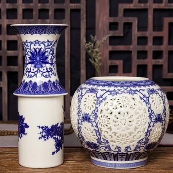 Jingdezhen Tuščiavidurių Keraminių Vaza Kinijos Mėlynos Ir Baltos Pervėrė Vaza Kambarį Dekoruoti Porceliano Gėlių Vaza