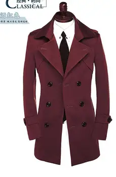 Juoda pilka pilka raudona Žiemos 2018 vyrų drabužiai tranšėjos paltai vyrams kailis vidutinio ilgio tranšėjos paltai vyrams rudenį plonas paltas plius dydis