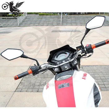 Juoda, universalus motociklas valdomi išoriniai veidrodėliai motociklo galinio vaizdo veidrodis 8mm 10mm OTV Off-road moto purvo duobę dviračio galinio vaizdo veidrodėlis karšto