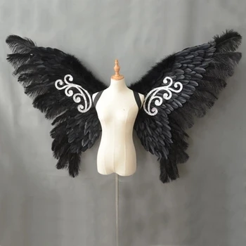 Juodas angelas sparnų podiumo šou rekvizitai festivalis Angelas Plunksnų sparnus Langą rekvizitai apatiniai podiumo tiekimo