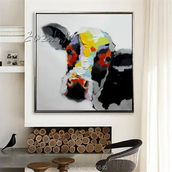 Karvė Naftos tapyba Ant Drobės, Sienos Nuotraukas Paveikslų Gyvenimo Kambario Sienos Meno Drobė plattle peilis šiuolaikinio abstraktaus rankomis dažyti 17