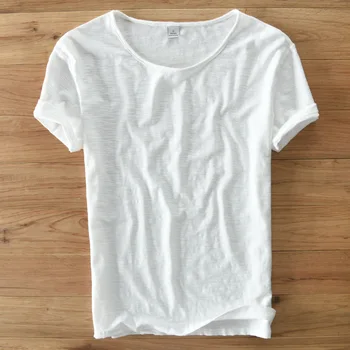 Karšto 2018 m. vasaros lino marškinėliai vyrams trumpomis rankovėmis O-KAKLO kvėpuojantis linas, medvilnė, minkštas white t-shirt aukštos kokybės 213