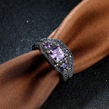 Karšto Pardavimo Išskirtinį Violetinė Crystal Cirkonis Žiedas Juodojo Aukso Užpildytas Sužadėtuvių, Vestuvių Žiedo Dydis 6 7 8 PR870-D